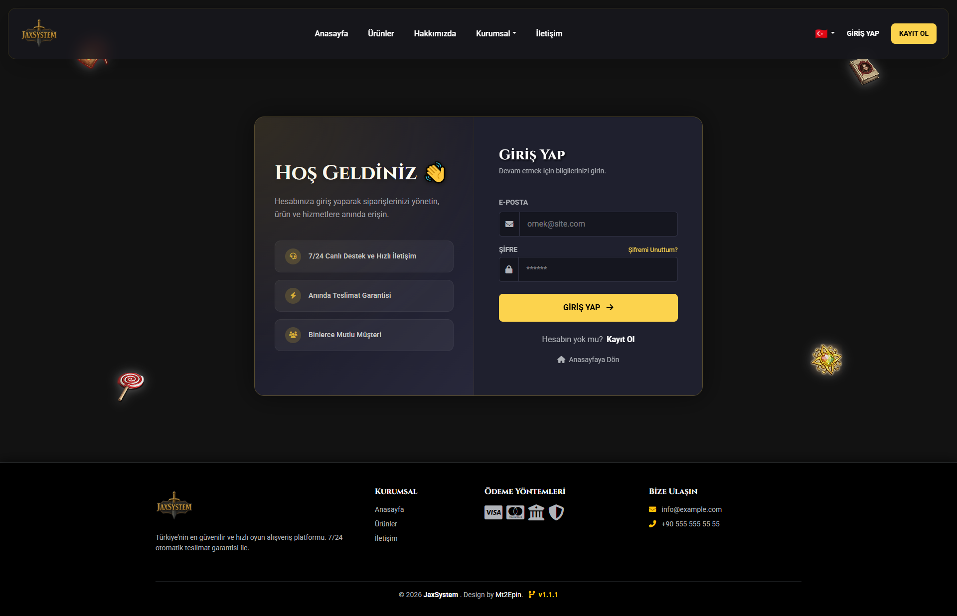 Metin2 Sistem Satış Scripti | Gelişmiş Tasarım - Dil Desteği - 3D Ödeme & Havale/Eft Sistemi - Anlık Dosya Teslimatı %100 Responsive
